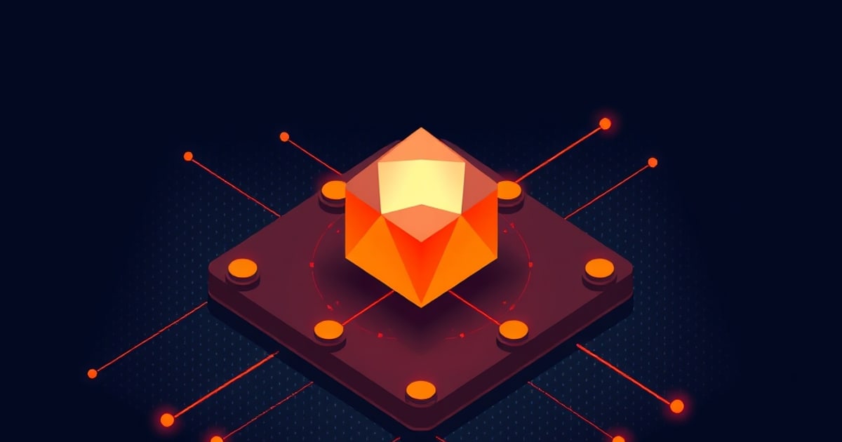Isometric illustration of a stacked data core wired to warning-sign panels and a labeled board, representing red team tooling probing a model
